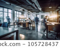 Blurred Business people at work in rushing busy time in modern office. AI Generative 105728437