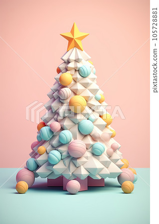 Vertical Christmas tree 3D candy pastel background 105728881