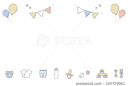 寶貝嬰兒用品可愛插畫素材卡 寶貝嬰兒用品可愛插畫素材卡 105729061