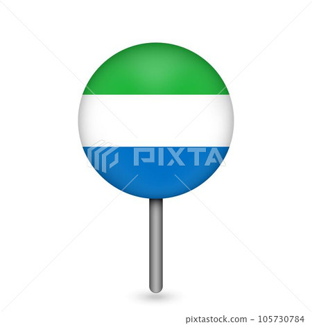 Map pointer with contry Sierra Leone. Sierra Leone flag. Vector illustration. Map pointer with contry Sierra Leone. Sierra Leone flag. Vector illustration. 105730784