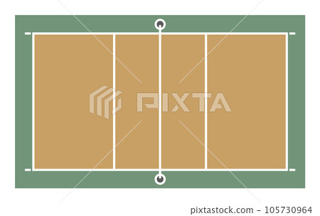 Flat illustration of a volleyball court in a gymnasium 105730964