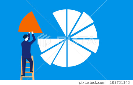 一個人騎梯子拿餡餅的插圖,矢量圖 一個人騎梯子拿餡餅的插圖,矢量圖 105731343