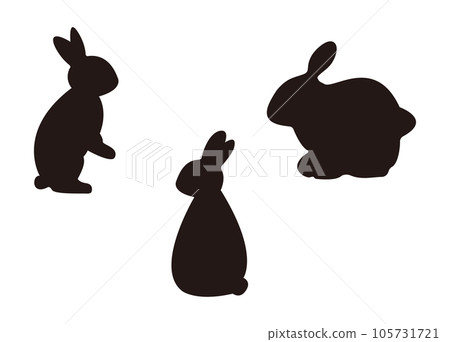 簡單的兔子剪影套裝,矢量素材 簡單的兔子剪影套裝,矢量素材 105731721