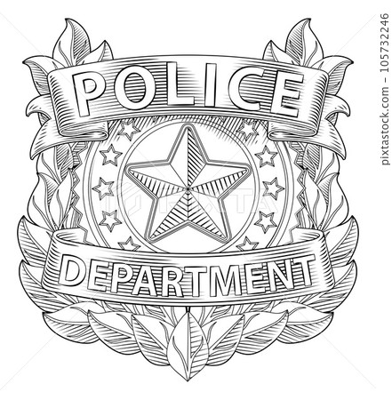 Police Badge Shield Star Sheriff Cop Crest Symbol - Stock Illustration ...