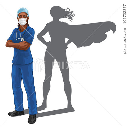 Super Hero Black Woman Doctor Nurse Superhero 105732277