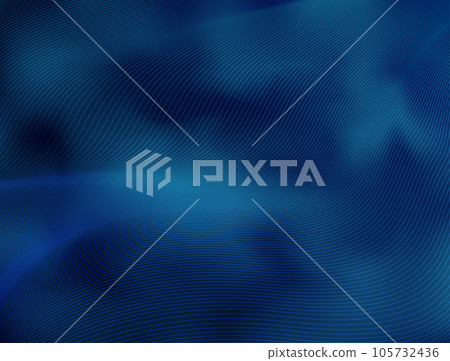Dark blue curved lines abstract background. Vector dynamical rippled surface, visual halftone 3D effect, illusion of movement, curvature. Wave stripe design. Techno hi-tech futuristic background 105732436