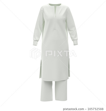 Indian Women Kurti Dress mockup. Cotton Salwar Suit - Indian Pakistani Clothing. Indian Women Kurti Dress mockup. Cotton Salwar Suit - Indian Pakistani Clothing. 105732588