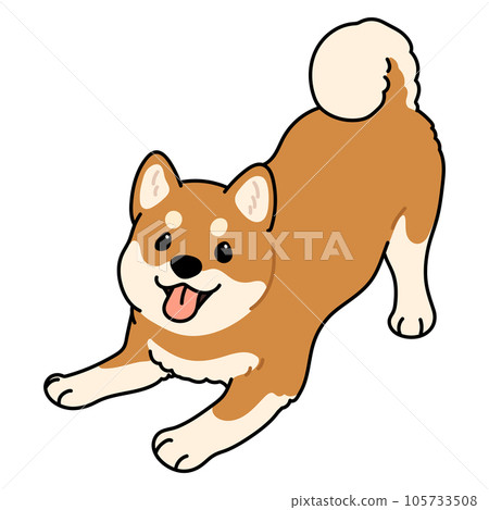 A simple and cute illustration of a Shiba Inu inviting you to play with a main line 105733508