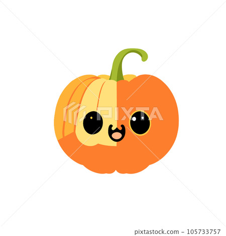 Halloween pumpkin. Cute cartoon character. Vector illustration isolated on white background. 105733757