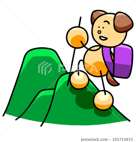 狗爬山插畫（橫版反轉版）狗 105733833