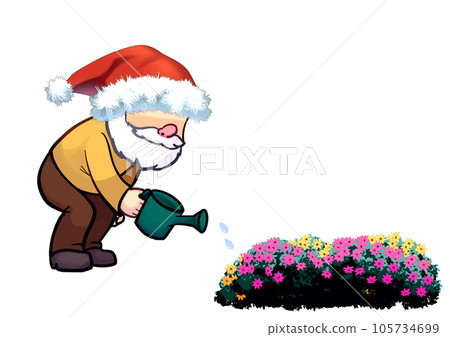 Person Santa watering flowers 105734699