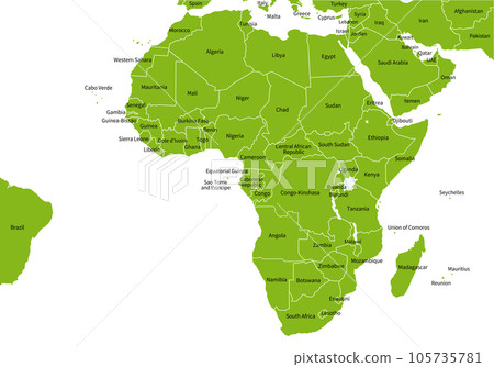 Maps of African countries and neighboring countries, Middle East, with English country names Maps of African countries and neighboring countries, Middle East, with English country names 105735781