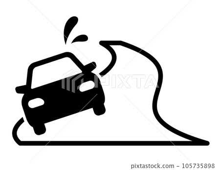 S-shaped curve road and slipping car icon 105735898