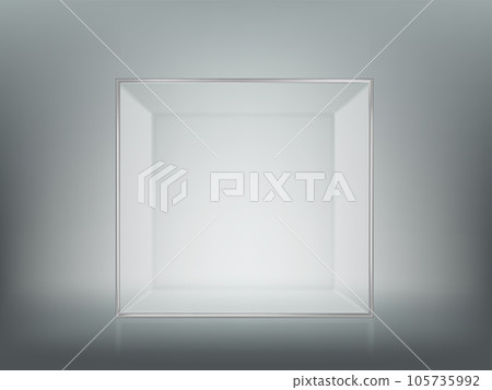 Glass empty cube template. Vector mockup 105735992