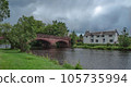 Old Bridge Under Cloudy Sky in Summer Time. Old Bridge in Callander, Scotland, Great Britain. 105735994
