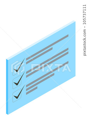 Checklist 3_Checked (horizontal, isometric, facing right, document, no text, light blue, 1 sheet) Checklist 3_Checked (horizontal, isometric, facing right, document, no text, light blue, 1 sheet) 105737111