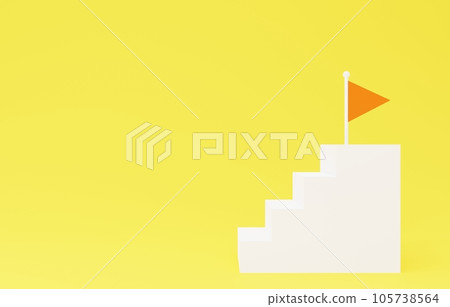 3D素材_簡單的樓梯和旗幟_黃色 105738564