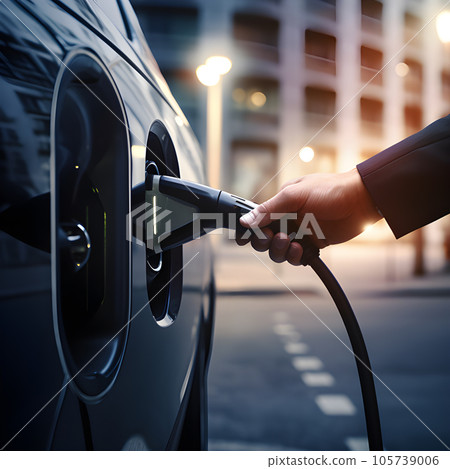 electronic car charging station stops refueling points and electric car battery, hand push button starting power, EV electric car of the future, environmentally friendly energy electronic car charging station stops refueling points and electric car battery, hand push button starting power, EV electric car of the future, environmentally friendly energy 105739006