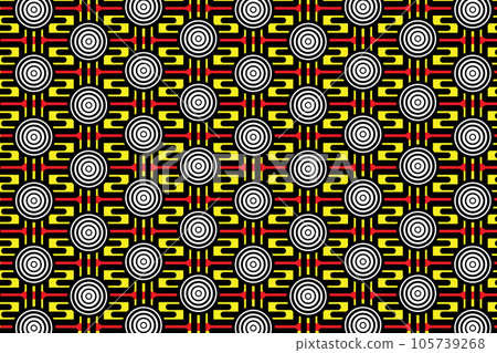 illustration line of the zia sun symbol with red line on yellow background 105739268