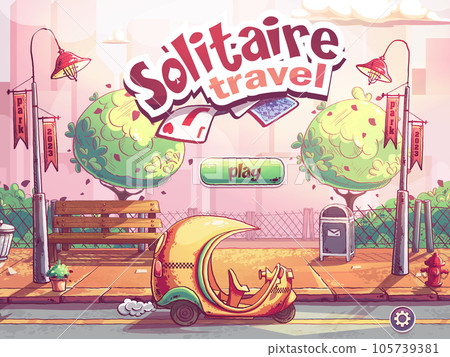 Solitaire travel - start play window match 3 game 105739381