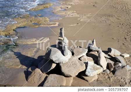 Stones in a city park on the Mediterranean coast in northern Israel. Stones in a city park on the Mediterranean coast in northern Israel. 105739707