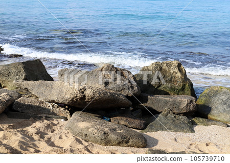 Stones in a city park on the Mediterranean coast in northern Israel. Stones in a city park on the Mediterranean coast in northern Israel. 105739710