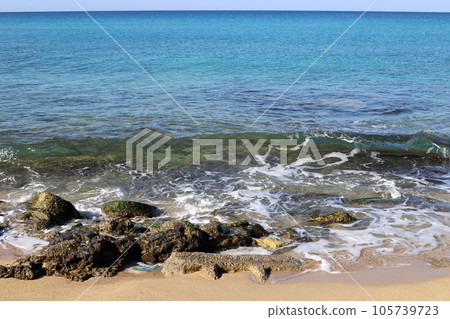 Stones in a city park on the Mediterranean coast in northern Israel. 105739723