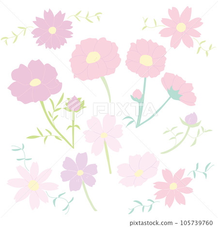 Simple deformed cosmos color illustration set 105739760