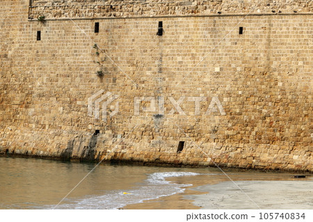 Wall of an ancient Crusader fortress in Israel Wall of an ancient Crusader fortress in Israel 105740834