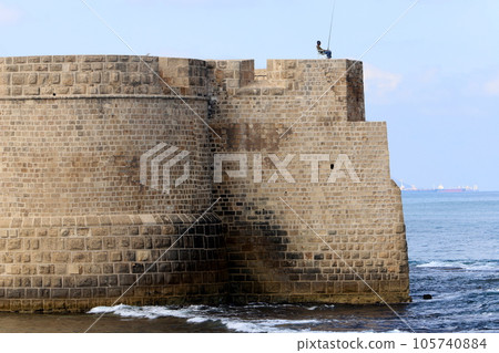 Wall of an ancient Crusader fortress in Israel Wall of an ancient Crusader fortress in Israel 105740884
