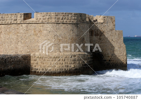 Wall of an ancient Crusader fortress in Israel Wall of an ancient Crusader fortress in Israel 105740887