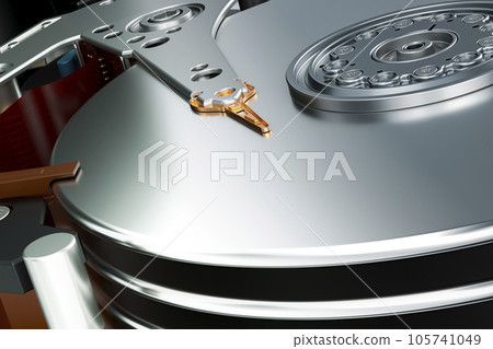 Hard Disk Drive view inside, 3D rendering 105741049