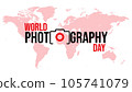 World Photography Day with world map background for photography day (International Photography Day). 105741079