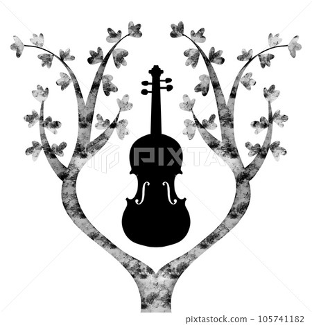 A simple illustration of a silhouette of a violin 105741182