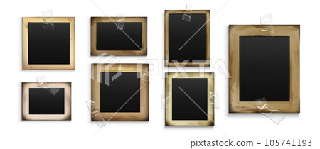 Old vintage photo frame collage with tape vector 105741193
