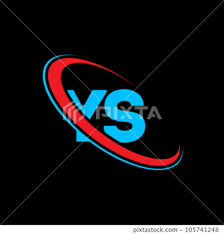 YS Y S letter logo design. Initial letter YS linked circle uppercase monogram logo red and blue. YS logo, Y S design. ys, y s 105741248