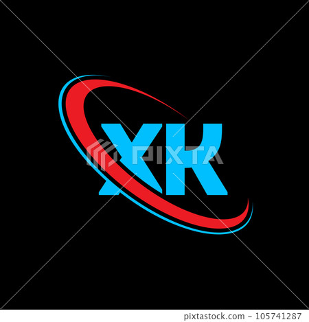 XK X K letter logo design. Initial letter XK linked circle uppercase monogram logo red and blue. XK logo, X K design. xk, x k 105741287
