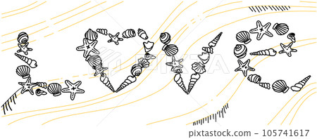 text Love ,vector abstract illustration , from the shells ,line art text Love ,vector abstract illustration , from the shells ,line art 105741617