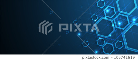 Technology banner design with hexagons abstract background. Technology banner design with hexagons abstract background. 105741619