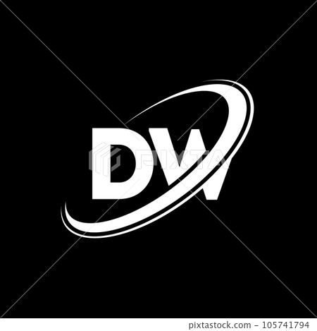 DW D W letter logo design. Initial letter DW linked circle uppercase monogram logo red and blue. DW logo, D W design. dw, d w 105741794