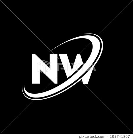 NW N W letter logo design. Initial letter NW linked circle uppercase monogram logo red and blue. NW logo, N W design. nw, n w 105741807