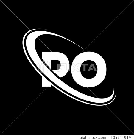 PO logo. P O design. White PO letter. PO/P O letter logo design. Initial letter PO linked circle uppercase monogram logo. 105741919