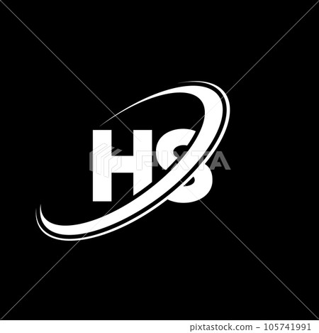 HS H S letter logo design. Initial letter HS linked circle uppercase monogram logo red and blue. HS logo, H S design. hs, h s 105741991