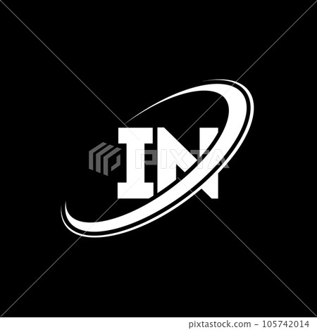 IN I N letter logo design. Initial letter IN linked circle uppercase monogram logo red and blue. IN logo, I N design. in, i n 105742014