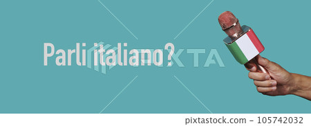 mic and question do you speak italian, banner 105742032