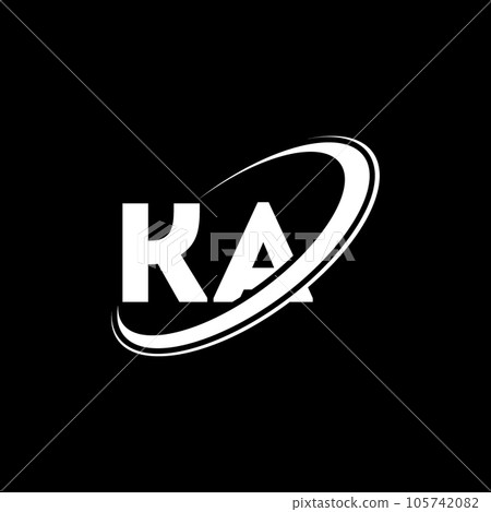 KA K A letter logo design. Initial letter KA linked circle uppercase monogram logo red and blue. KA logo, K A design. ka, k a 105742082
