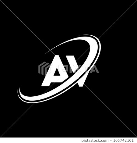 AV A V letter logo design. Initial letter AV linked circle uppercase monogram logo red and blue. AV logo, A V design. av, a v 105742101