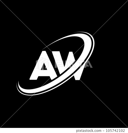 AW A W letter logo design. Initial letter AW linked circle uppercase monogram logo red and blue. AW logo, A W design. aw, a w 105742102