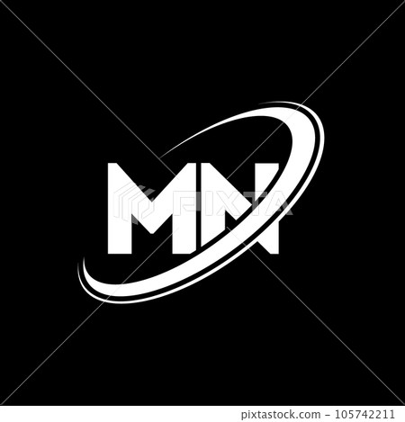 MN M N letter logo design. Initial letter MN linked circle uppercase monogram logo red and blue. MN logo, M N design. mn, m n 105742211