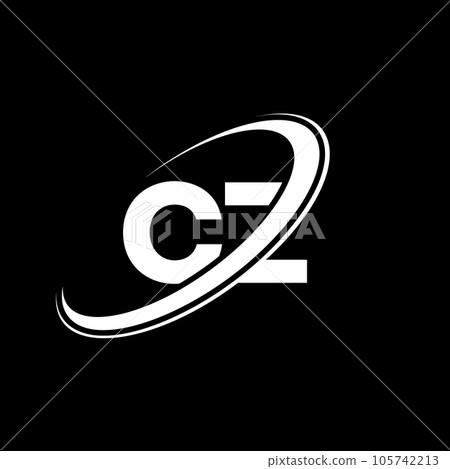 CZ C Z letter logo design. Initial letter CZ linked circle uppercase monogram logo red and blue. CZ logo, C Z design. cz, c z 105742213